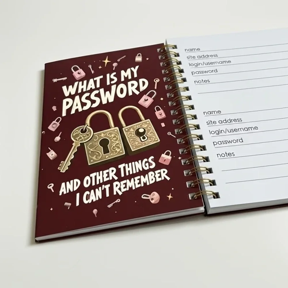 Spiral Password Notebook w/ Protective Cover Log Book Username Organizer Compact